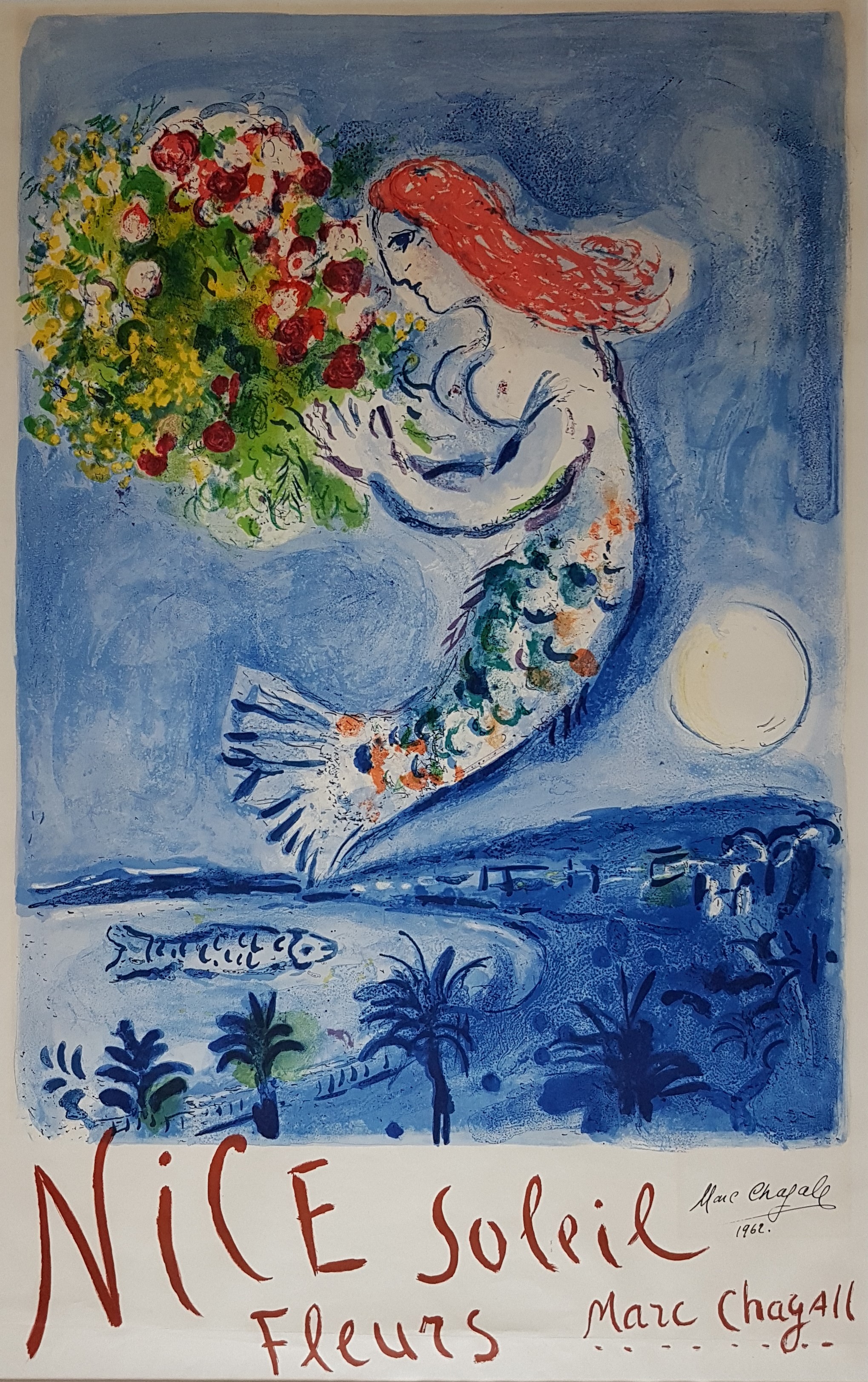  Chagall, Marc, Nice-Soleil-Fleurs, Die Bucht der Engel, 1962, lithografisches Plakat, Mourlot 350, , © VG Bild-Kunst, Bonn 2019 