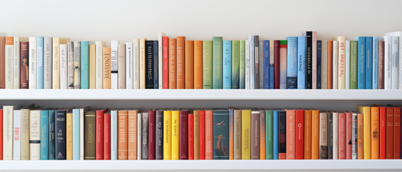 Ein Bücherregal mit vielen bunten Büchern
