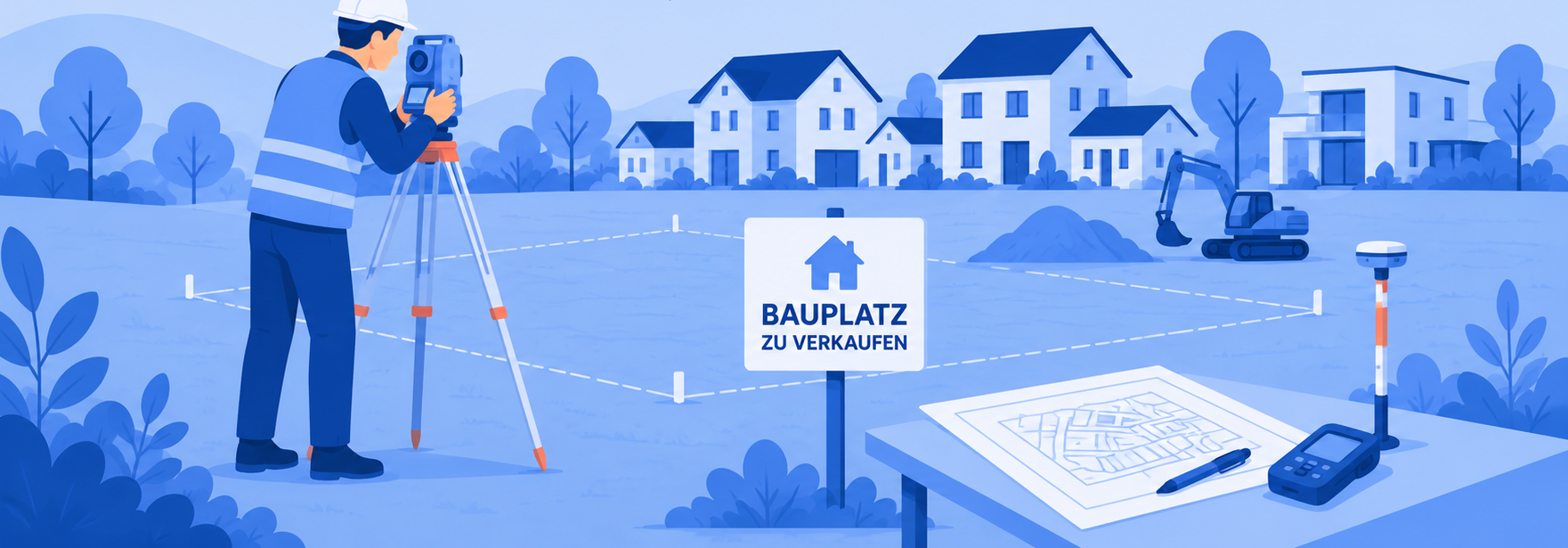 Grafik zeigt die Vermessung eines Grundstücks