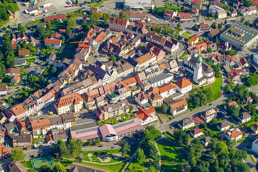 Stockachs Oberstadt aus der Vogelperspektive